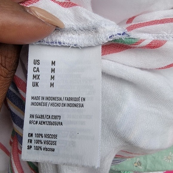 American Eagle striped oversized fit button front shirt womens size medium - Picture 5 of 5